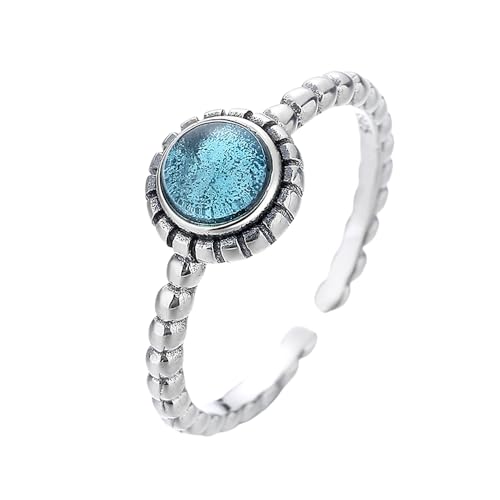 NHYHEHMR Rings for Women Adjustable Retro Distressed Natural Gemstone Sapphir Open Ring Finger Circlet Eternity Band Jewellery for Wedding Promise Gift von NHYHEHMR