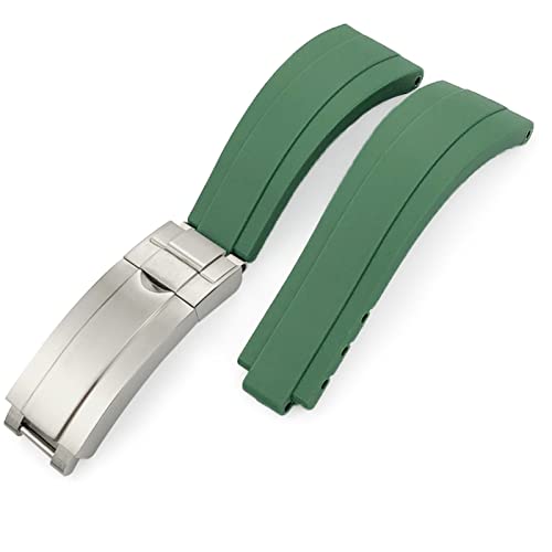 NHYHEHMR Rubber Watchband 20mm 21mm Fit for Submariner GMT Daytona Oyster Perpetual Yacht Master Slide Lock Buckle Silicone Strap (Color : White, Size : 20mm) von NHYHEHMR