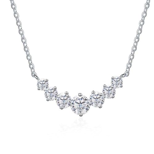 NHYHEHMR Schmuck s Einfach 2,8 Moissanit Halskette für Frauen rund geschnitten D Farb Labor Erzeugt Diamond Anhänger Halsketten Perfekt für tägliche Kleidung Feiern Hochzeit von NHYHEHMR