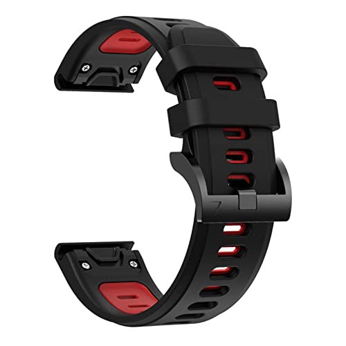 NHYHEHMR Silicone Watch Band for Fenix 7 7X 7S 6 6Pro 5 5Plus Forerunner 935 945 Instinct S60 Strap Bracelet 22mm Quick Release Wristband (Color : Black Red, Size : 22mm Fenix 5 5Plus) von NHYHEHMR
