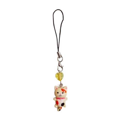NHYHEHMR Süße Katzenanhänger Telefonkette Armband Herz Charme Schlüsselbund Telefon Lanyard Harz Schlüsselrucksack Rucksack Oramentparty Schmuck Schmuck von NHYHEHMR