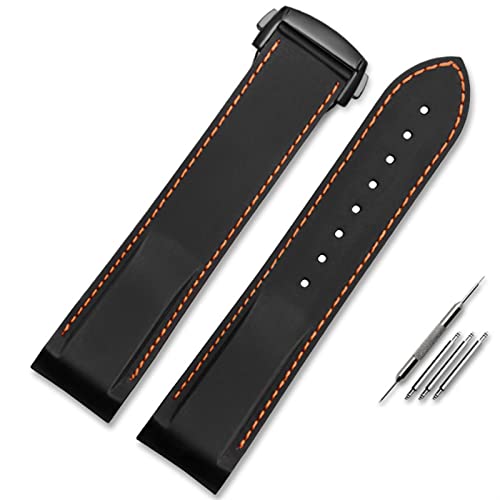 NHYHEHMR Suitable for Omega Watchband 20mm 22mm Silicone Watch Band with Folding Clasp Curved End WristRubber Straps (Color : Blue Black, Size : 22mm) von NHYHEHMR
