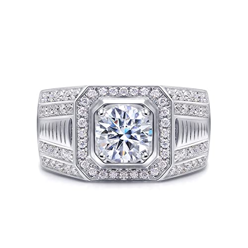 NHYHEHMR Verlobung und Ehering 2 Karat, weißer Halo breitem Moissanit Personalisiertes Ringband für Männer NHYHEHMR Verlobung und Ehering 2 Karat, weißer Halo breitem Moissanit Personalisiertes Ringband für Männer von NHYHEHMR