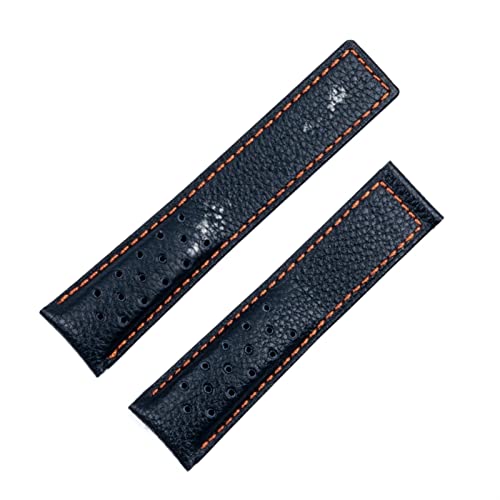 NHYHEHMR Watch Accessories for Strap Monaco Carrera Wrist Band Frosted Calfskin Quality Leather Watchband Bracelet 22mm (Color : Preto, Size : with Black Buckle) von NHYHEHMR
