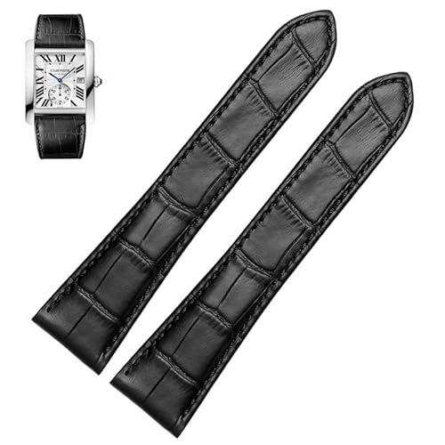 NHYHEHMR Watch Strap for Tank Calibre Series Genuine Leather Mechanical Watch Men and Women 20mm 22mm 23mm 25mm Watch Band (Color : Coal Black, Size : 25mm) von NHYHEHMR