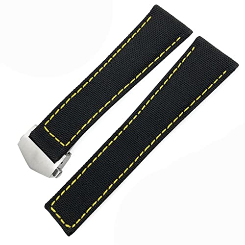 NHYHEHMR for Carrera AQUARACER 20mm 22mm Watch Bracelets Canvas Nylon Leather Watch Strap Fold Buckle Black Watch Band (Color : Black Blue Silver, Size : 22mm) von NHYHEHMR