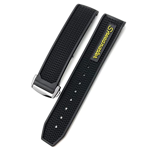 NHYHEHMR for Omega Watch Strap Stainless Steel Deployment Buckle 20mm 21mm 22mm Rubber Silicone Watchband (Color : Black red Silver, Size : 20mm) von NHYHEHMR
