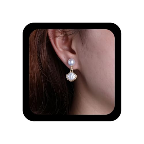 Vintage Shell Pearl Drop Ohrringe Boho Jakobsmuschel Perle Dangle Pearl Drop Dangle Ohrringe für Frauen von NHYHEHMR