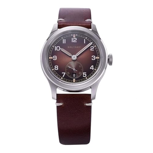 NIADI Baltany Retro WW2 Military Armbanduhr Gradual Brown ST1731 Automatik Wasserdicht 39 mm D12 Mechanische Uhr, V 1, Classic von NIADI