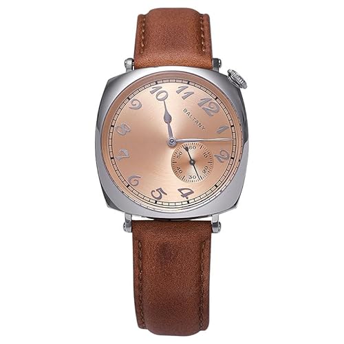 NIADI Baltany Sub-Second Hommage Uhr Möwe Edelstahl Lachsfarbe Quadratisches Gehäuse Herren Armbanduhr (Automatic 2) von NIADI