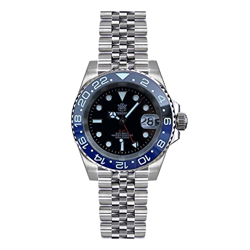 NIADI NH34 Mov't GMT Armbanduhr Saphirglas Edelstahl Automatik Mechanisch Kleid Herren Armbanduhr, Farbe 2, Mechanisch von NIADI