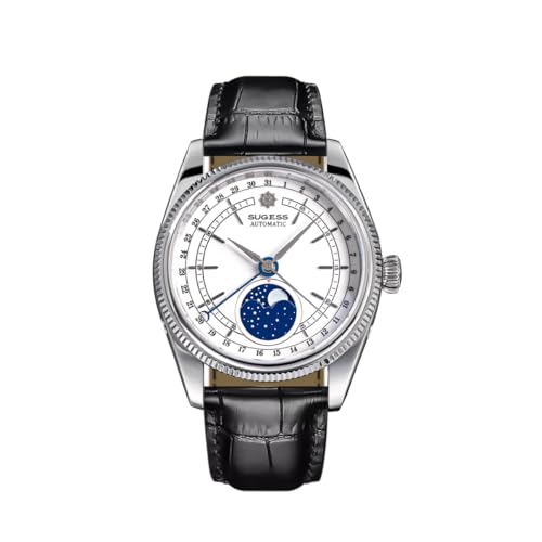 NIADI Sugess Moonphase Automatik Herrenuhr Möwe ST2108 Uhrwerk Saphir Mechanische Klassische Retro Armbanduhren, V 1 von NIADI