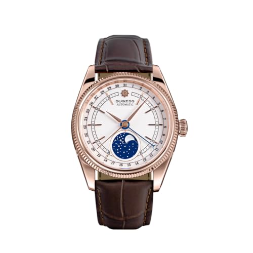 NIADI Sugess Moonphase Automatik Herrenuhr Möwe ST2108 Uhrwerk Saphir Mechanische Klassische Retro Armbanduhren, V 3, Classic von NIADI