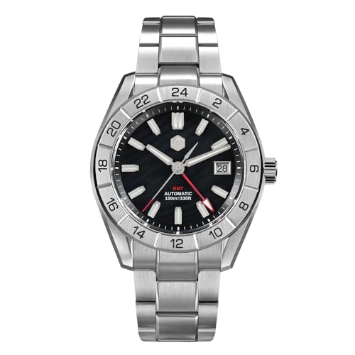 San Martin MOP Zifferblatt Luxus Herren Business Dress Uhren NH34 GMT Automatische Mechanische Saphir Leuchtende Armbanduhr, V 2 von NIADI
