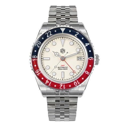 San Martin NH34 Luxus-Sport-GMT-Herrenuhr, bidirektional, Saphir-Lünette, automatisch, mechanisch, Armbanduhr, V 3, Classic von NIADI