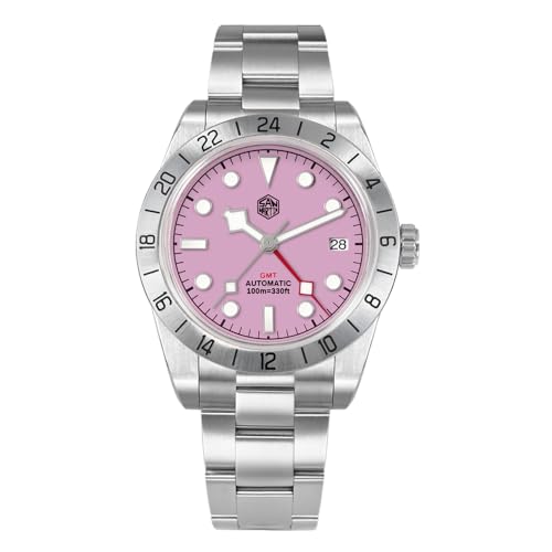 San Martin Pink Dial BB Classic Luxus Business Herren GMT Uhr NH34 Automatische mechanische Saphir wasserdichte Uhren, V 1, Classic von NIADI