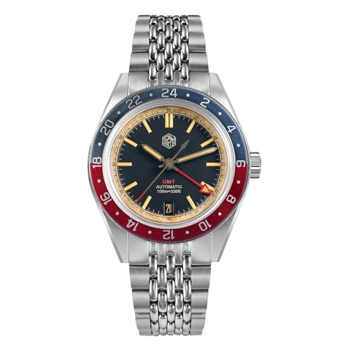 San Martin SN0116 V 6 Vintage Distressed Aluminium Lünette Herrenuhr NH34 GMT Automatik Mechanisch Retro Wasserdicht Uhr, V 1, Retro von NIADI