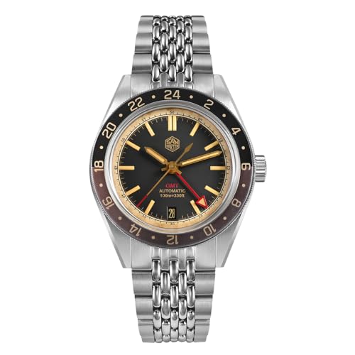 San Martin SN0116 V 6 Vintage Distressed Aluminium Lünette Herrenuhr NH34 GMT Automatik Mechanisch Retro Wasserdicht Uhr, V 2, Retro San Martin SN0116 V 6 Vintage Distressed Aluminium Lünette Herrenuhr NH34 GMT Automatik Mechanisch Retro Wasserdicht Uhr, V 2, Retro von NIADI