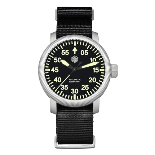 San Martin SN0143 Retro Pilot Herrenuhren YN55 Automatik Mechanisch Mode Wasserdicht Tauchen Armbanduhr, V 1, Modern von NIADI