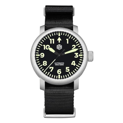 San Martin SN0143 Retro Pilot Herrenuhren YN55 Automatik Mechanisch Mode Wasserdicht Tauchen Armbanduhr, V 2, Classic von NIADI