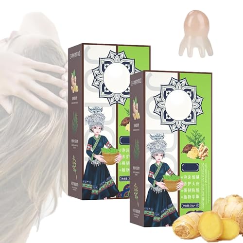 Shampoo Ingwer-Pflanzenextrakt, mit Kopfmassagegerät, Kamm, Haarausfall-Shampoo, rechteckiges Anti-Haarausfall-Shampoo for Frauen und Männer (Color : Portable Pack(400g)) von NIANE