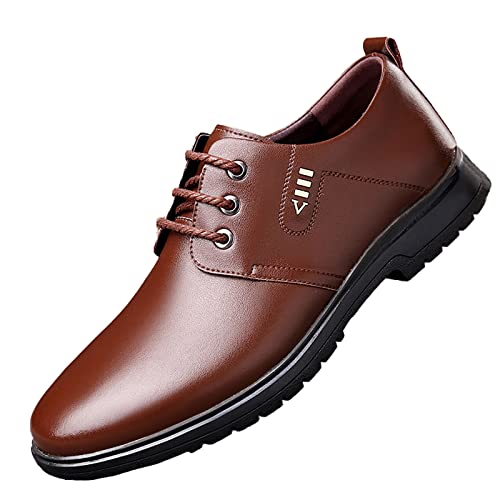 NIAVIS Anzugschuhe Business Herren, Lederschuhe Lackleder Hochzeit Derby Schnürschuhe Oxford Smoking Schuhe Herren Leder,braun,43 von NIAVIS