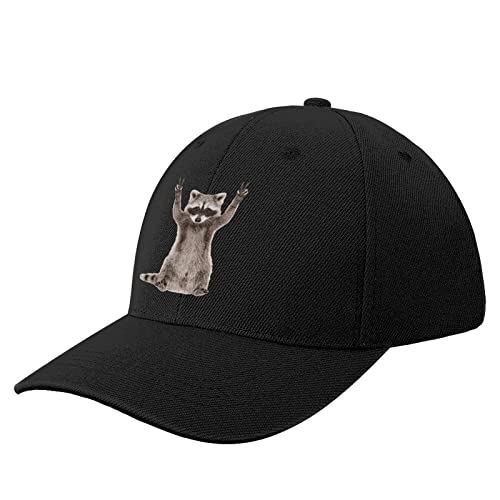 NIBABA Damen Lustige Waschbär Baseball Cap Herren Sport Caps Sommerhut Verstellbare Baseball, One Size, Schwarz, 6 3/4/7 1/2 von NIBABA