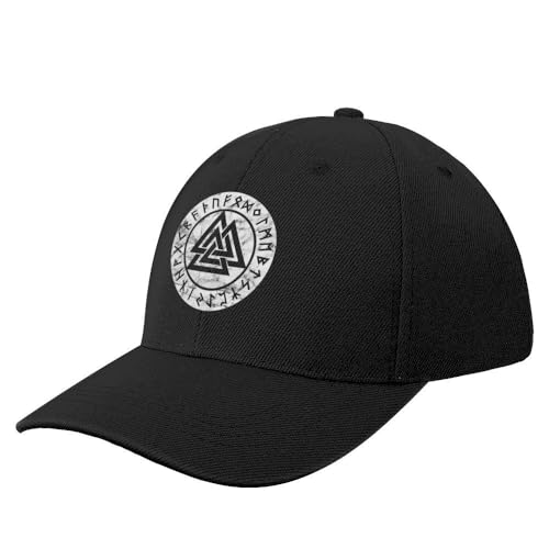 NIBABA Damen Skandinavische Valknut Odin Wikinger Rune Baseball Cap Herren Sport Caps Sommerhut Verstellbar Baseball Einheitsgröße, Schwarz , 6 3/4/7 1/2 von NIBABA