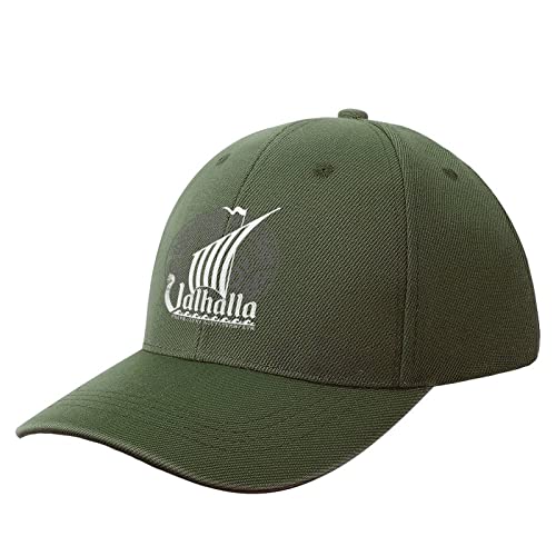 NIBABA Damen Skandinavisch Wikinger Schiff Valhalla Drakkar Baseball Cap Herren Sport Caps Sommermütze Verstellbar Baseball, One Size, Armee-Grün, 6 3/4/7 1/2 von NIBABA