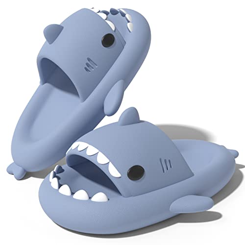 NIBESSER Damen Hai Hausschuhe Shark Slides Herren Shark Slippers Lustige Rutschfest Cloud Unisex Slides Badelatchen Badeschuhe Open Toe Shark Badeschlappen Strand Sommer(Blau,36/37EU,3.5CM) von NIBESSER