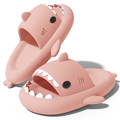 NIBESSER Damen Hai Hausschuhe Shark Slides Herren Shark Slippers Lustige Rutschfest Cloud Unisex Slides Badelatchen Badeschuhe Open Toe Shark Badeschlappen Strand Sommer(Rosa,36/37EU,3.5CM) von NIBESSER