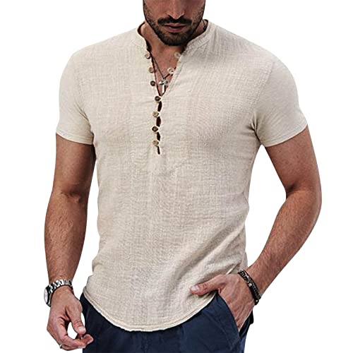 Leinenhemd Herren Baumwolle Langarm Sommerhemd Freizeithemd Regular Fit Shirt Business Freizeit von NIBESSER