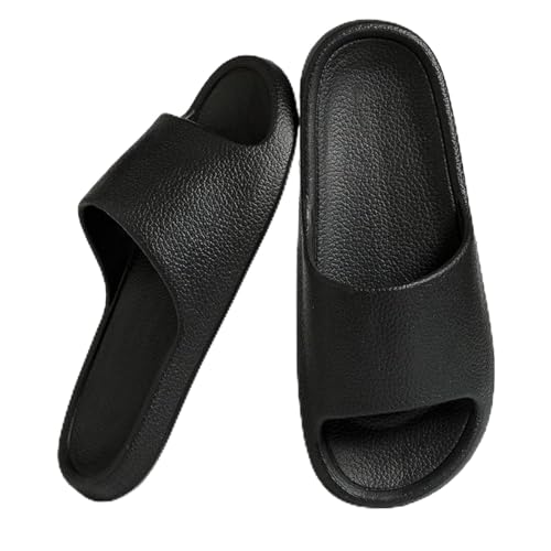 NIBESSER Badelatschen Damen Herren Wolkenschuhe Cozy Sliders Weiche Hausschuhe Airfoot Sommer Rutschfeste Pantoletten Unisex EVA Leicht Badeschlappen (Schwarz B,38/39 EU) von NIBESSER