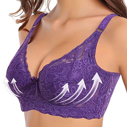 NIBESSER Dame Bügel BH Unterwäsche Regulierbar Voll-Cup Große Brüste Damen Ladyform Soft BH(Lila，90C) von NIBESSER