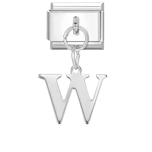 NIBESSER Italian Charm Bracelet Buchstaben A-Z Charms Anhänger DIY Abnehmbar Edelstahl Module für Italienische Armbänder, abnehmbare Module Armband Zubehör Geschenk von NIBESSER