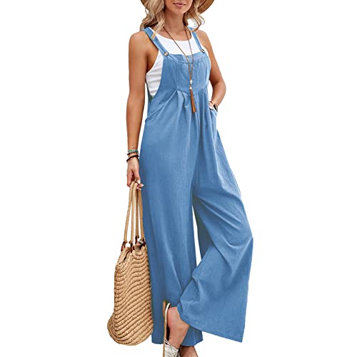 NIBESSER Latzhose Damen Ärmellose Arbeitshose Oversize Strampler Playsuit Overall Unifarben Freizeithose Jumpsuit Baggy Freizeitanzug mit Große Taschen Reißverschluss von NIBESSER