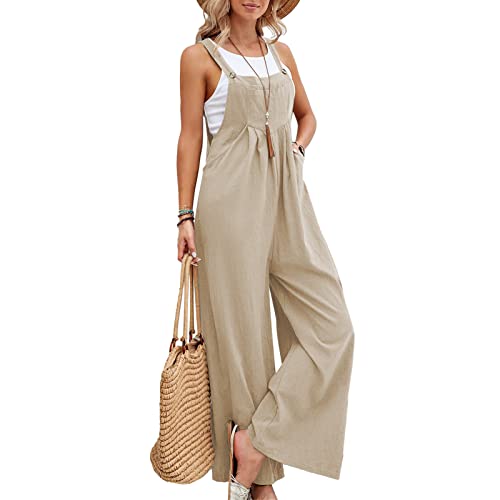 NIBESSER Latzhose Damen Ärmellose Arbeitshose Oversize Strampler Playsuit Overall Unifarben Freizeithose Jumpsuit Baggy Freizeitanzug mit Große Taschen Reißverschluss von NIBESSER