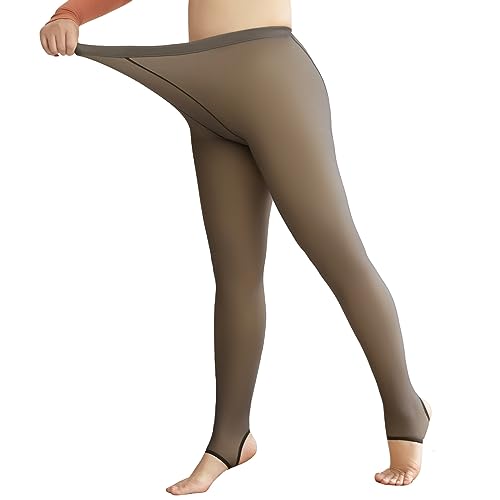 NIBESSER Thermostrumpfhosen Für Damen Winter Durchscheinende Plüschstrümpfe Gefälschte Warm Fleece Pantyhose Fake Transparente Blickdichte Strumpfhosen（B-Schwarz halbtransparent Schwarz L/XL 220g von NIBESSER