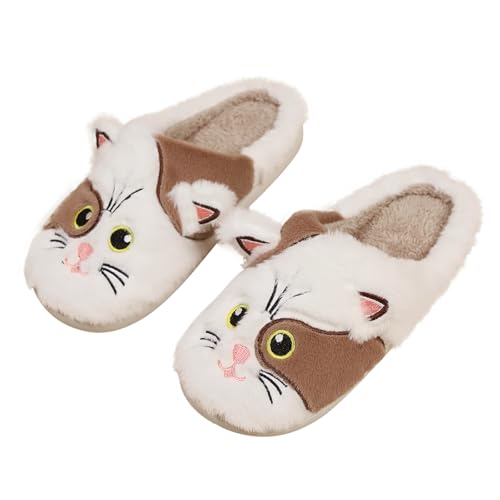 Tiere Hausschuhe Damen Plüsch Warme Winter Pantoffeln Niedliche Cartoon Flaumig Slippers Kuschelige Warme Schuhe Kawaii Rutschfeste Hausschuhe von NIBESSER