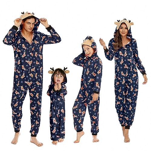 NIBESSER Weihnachten Familie Pyjamas Set Schlafanzug Weihnachtsschlafanzüge Damen Herren Kinder Weihnachten Onesie Jumpsuit Nachtwäsche Hausanzug Freizeitanzug, Herren von NIBESSER