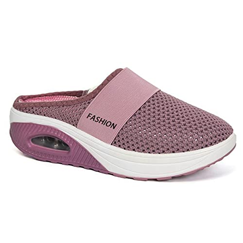 Orthopädische Schuhe Damen Luftkissen-Wanderschuhe Schuhe Hinten Offen Orthopädische Diabetiker-Wanderschuhe Mesh Atmungsaktiv Sandals Air Cushion Slip On Outdoor-Walking-Shoes (Rosa,42 EU) von NIBESSER