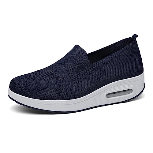 Orthopädische Schuhe Damen Luftkissen-Wanderschuhe Schuhe Hinten Offen Orthopädische Diabetiker-Wanderschuhe Mesh Atmungsaktiv Sandals Air Cushion Slip On Outdoor-Walking-Shoes (Blau B,41 EU) von NIBESSER