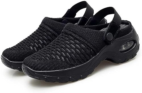 Orthopädische Schuhe Damen Luftkissen-Wanderschuhe Schuhe Hinten Offen Orthopädische Diabetiker-Wanderschuhe Mesh Atmungsaktiv Sandals Air Cushion Slip On Outdoor-Walking-Shoes (Schwarz C,41 EU) von NIBESSER