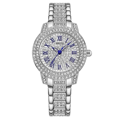 NIBOSI Armbanduhr Damen Uhr Damen Analog Quarz Roségold Diamant-Zifferblatt stilvolle wasserdichte Armbanduhr für Mädchen Schmuckarmband von NIBOSI