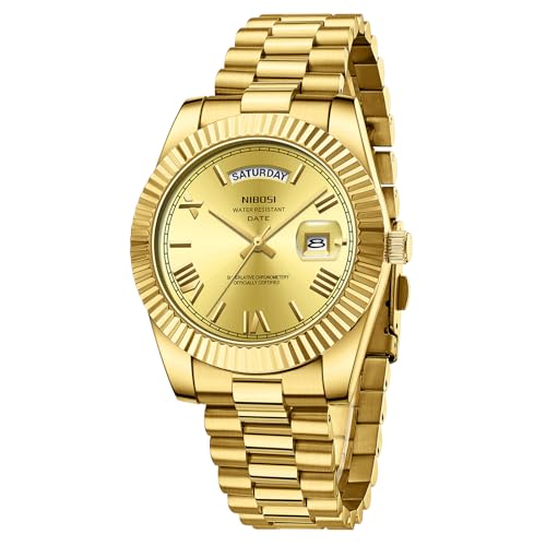 NIBOSI Herrenuhr Armbanduhr Herren Analoge Quarzuhr Edelstahl Uhren für Herren Männer wasserdichte Business Casual Klassiker Watch mit Tag und Datumsanzeige von NIBOSI