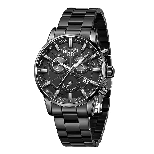 NIBOSI Herrenuhren Mode Herren Analogue Quartz Business Chronograph Freizeituhren Militär Wasserdicht Edelstahl Armbanduhren für Junge von NIBOSI