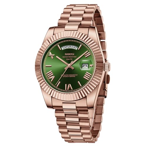 NIBOSI Herrenuhr Armbanduhr Herren Analoge Quarzuhr Edelstahl Uhren für Herren Männer wasserdichte Business Casual Klassiker Watch mit Tag und Datumsanzeige von NIBOSI