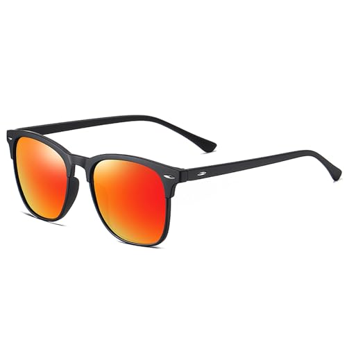 NIBOSI Sonnenbrille Polarisiert Herren Damen Eckig Pilotenbrille Retro Blaue Schwarz Orange UV400 Schutz Polarized Sunglasses Men Women fur Unisex Fahren Angeln Wander Reisen von NIBOSI