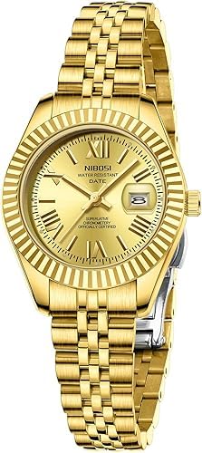 NIBOSI Uhren für Frauen Analog Quarz Wasserdicht Damen Armbanduhren mit Datum Zierlich Mode Luxus Edelstahl Uhr für kleine Handgelenke Weiblich Elegantes Kleid Damenuhr von NIBOSI