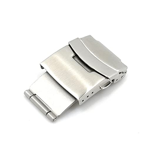 NIBOTT 16mm 18mm 20mm 22mm 24mm Edelstahl Watch Band Verschluss Männliche doppelte Push-Faltschnalle-Bereitstellungstaste Reparatur-Zubehör (Color : Silver, Size : 18mm) von NIBOTT